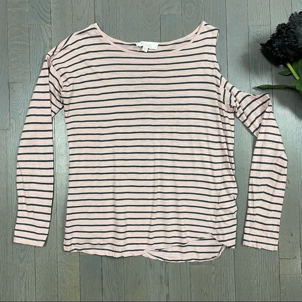 Two by Vince Camuto Pink and Black Striped Long Sleeve Top